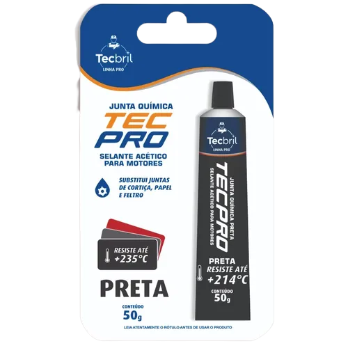 Silicone Tecpro Alta Temperatura Acético Preto 50g Tecbril