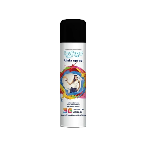 TINTA SPRAY USO GERAL PRETO BRILHANTE 400ML – LEVeUZE