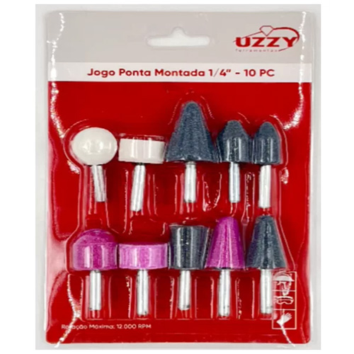 Jogo ponta montada 1/4″ 10pçs – Uzzy